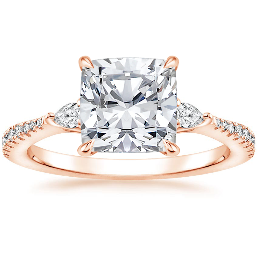 14K Rose Gold Tapered Luxe Aria Three Stone Diamond Ring (1/5 ct. tw.), large top view
