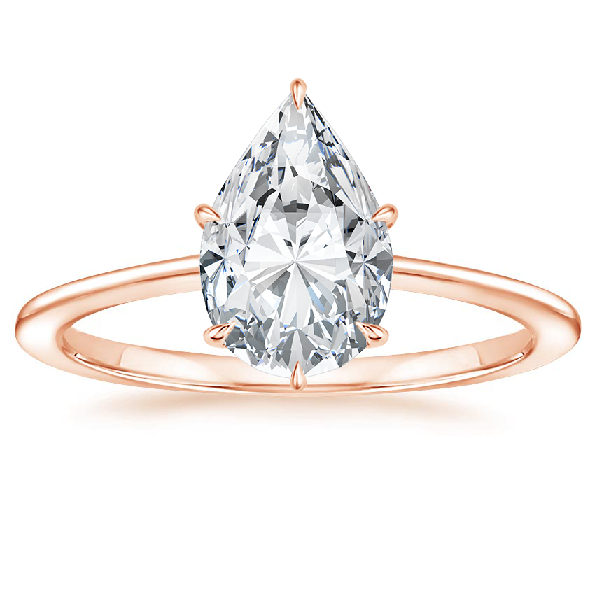 14K Rose Gold Petite Secret Halo Diamond Ring, large top view