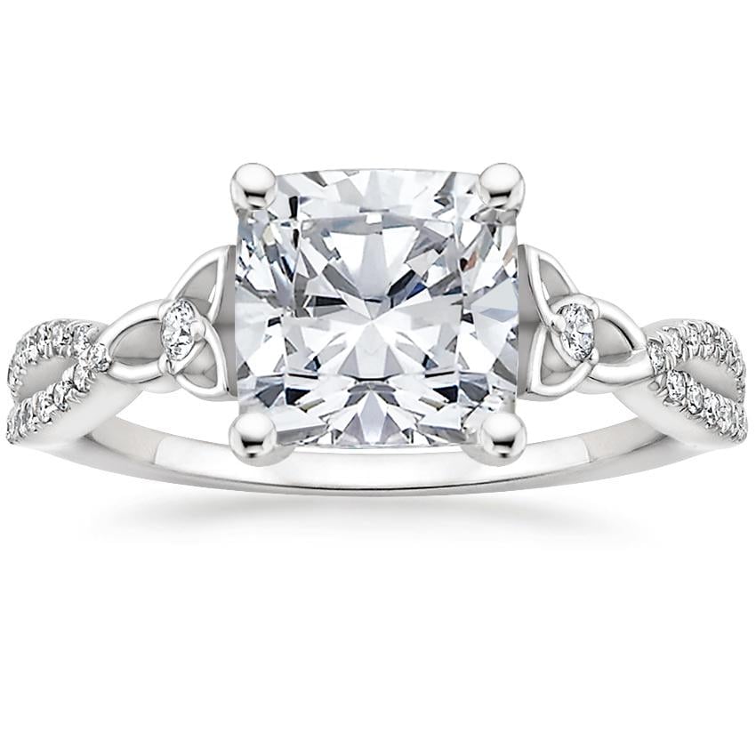 18K White Gold Luxe Celtic Love Knot Diamond Ring, large top view