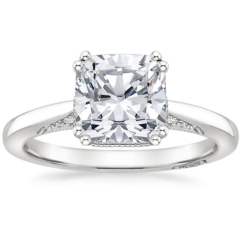 18K White Gold Simply Tacori Crown Diamond Ring, large top view
