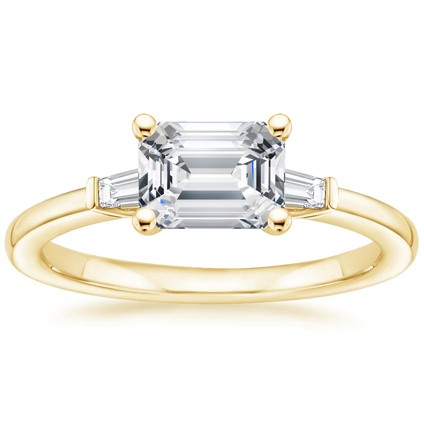 Bague De Fiançailles/mariage En Or 14K - Diamants Naturels 0,73 Carats (rond & Baguette) - Taille 54 - Neuf Avec étiquettes