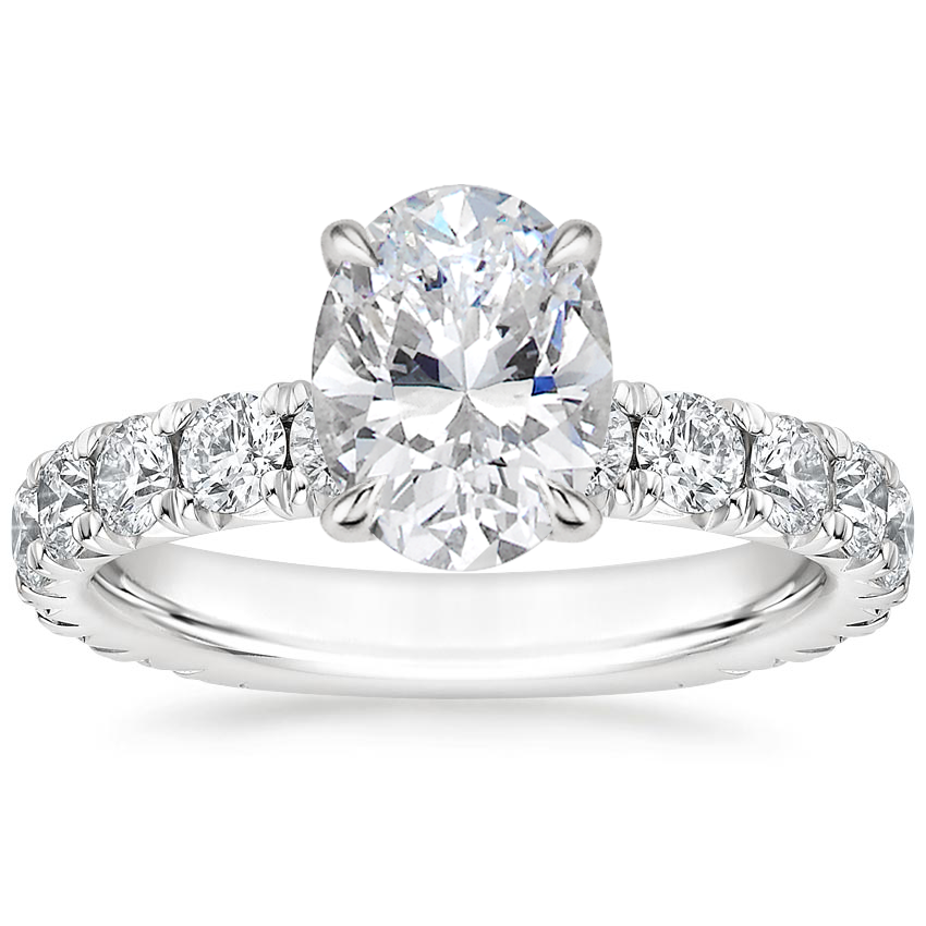 18K White Gold Ellora Three-Quarter Coverage Diamond Ring, large top view