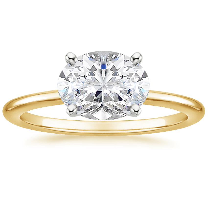 18K Yellow Gold Horizontal Petite Comfort Fit Solitaire Ring