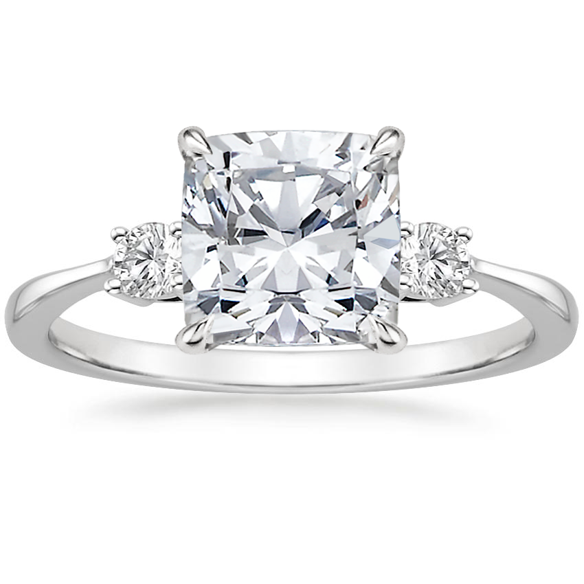 Platinum Petite Selene Three Stone Diamond Ring (1/10 ct. tw.), large top view