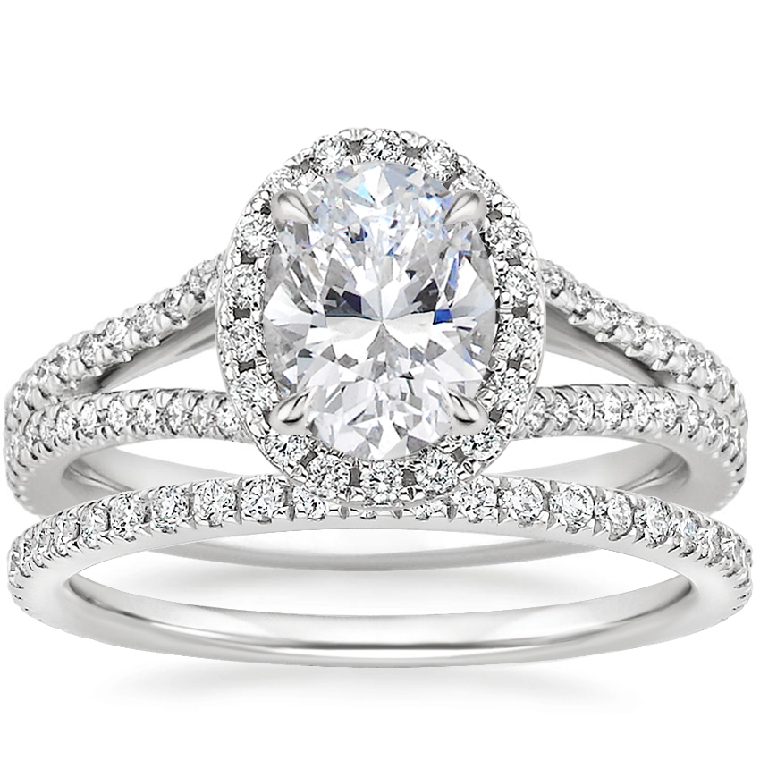 18K White Gold Fortuna Diamond Ring 1 2 ct. tw. with Luxe Ballad Diamond Ring 1 4 ct. tw