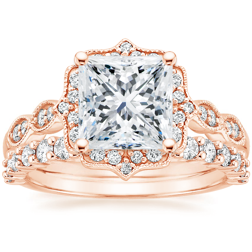 Rose gold cadenza halo diamond ring sales