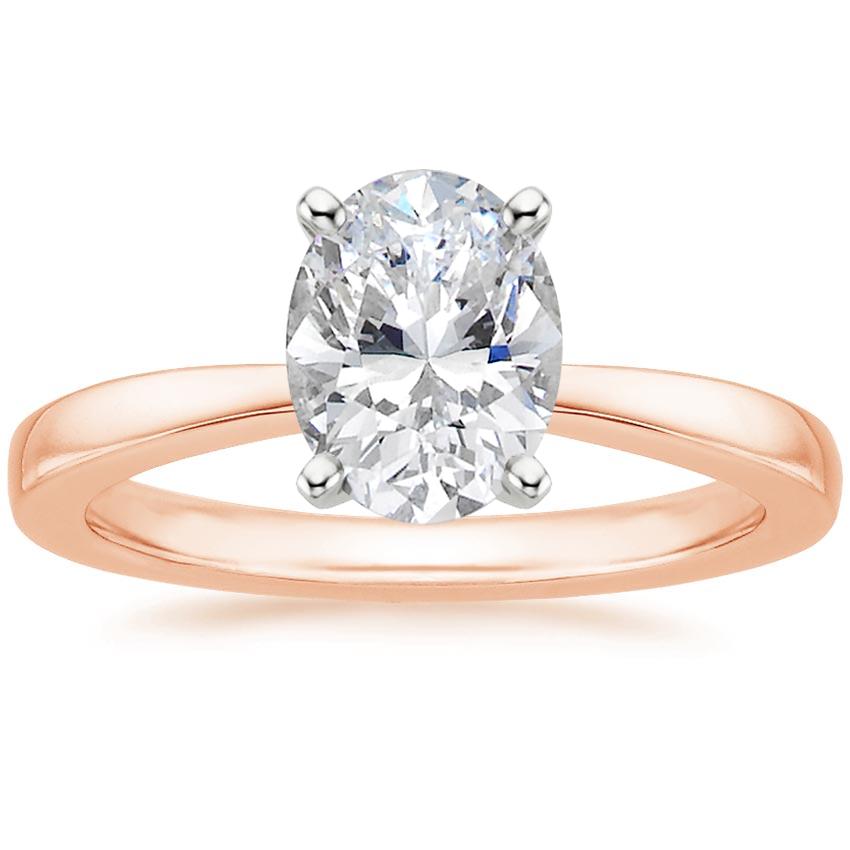 14K Rose Gold Petite Taper Solitaire Ring, large top view