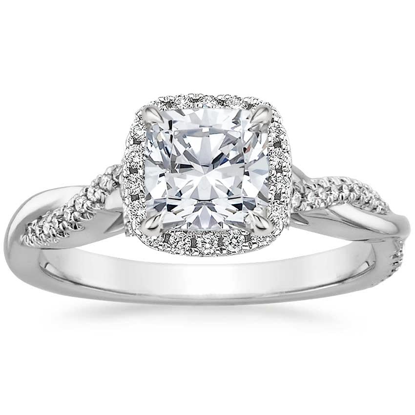 Cushion cut deals twist engagement rings