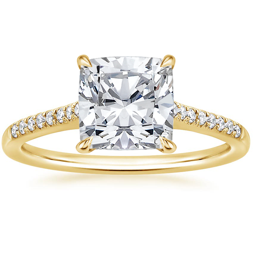 18K Yellow Gold Lissome Half-Coverage Diamond Ring, large top view