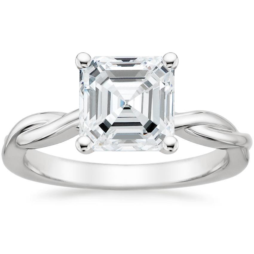 18K White Gold Twisted Vine Solitaire Ring, large top view