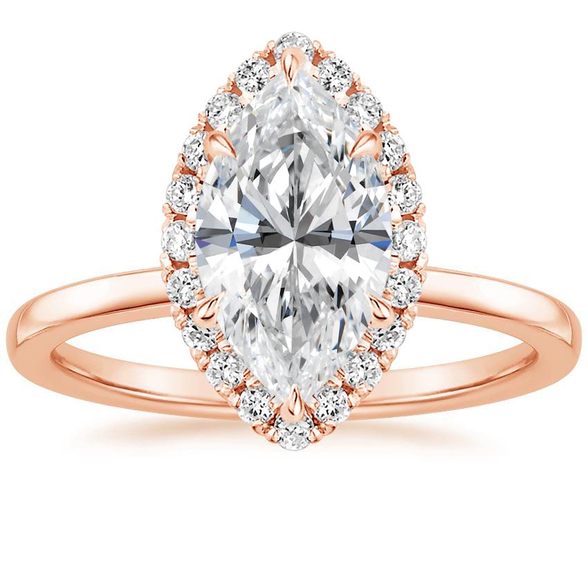 14K Rose Gold Vienna Halo Diamond Ring, large top view