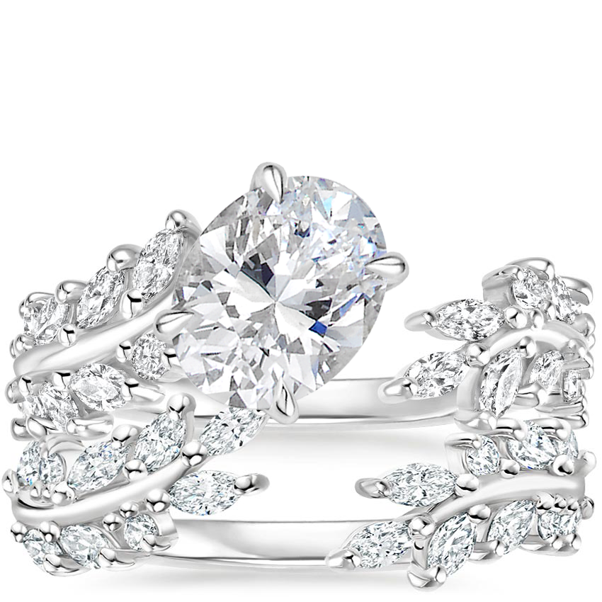 18K White Gold Sweeping Ivy Diamond Bridal Set (1 ct. tw.)