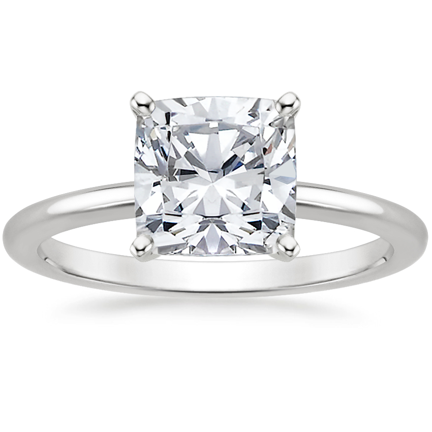 18K White Gold Four-Prong Comfort Fit 1.5mm Ring, large top view