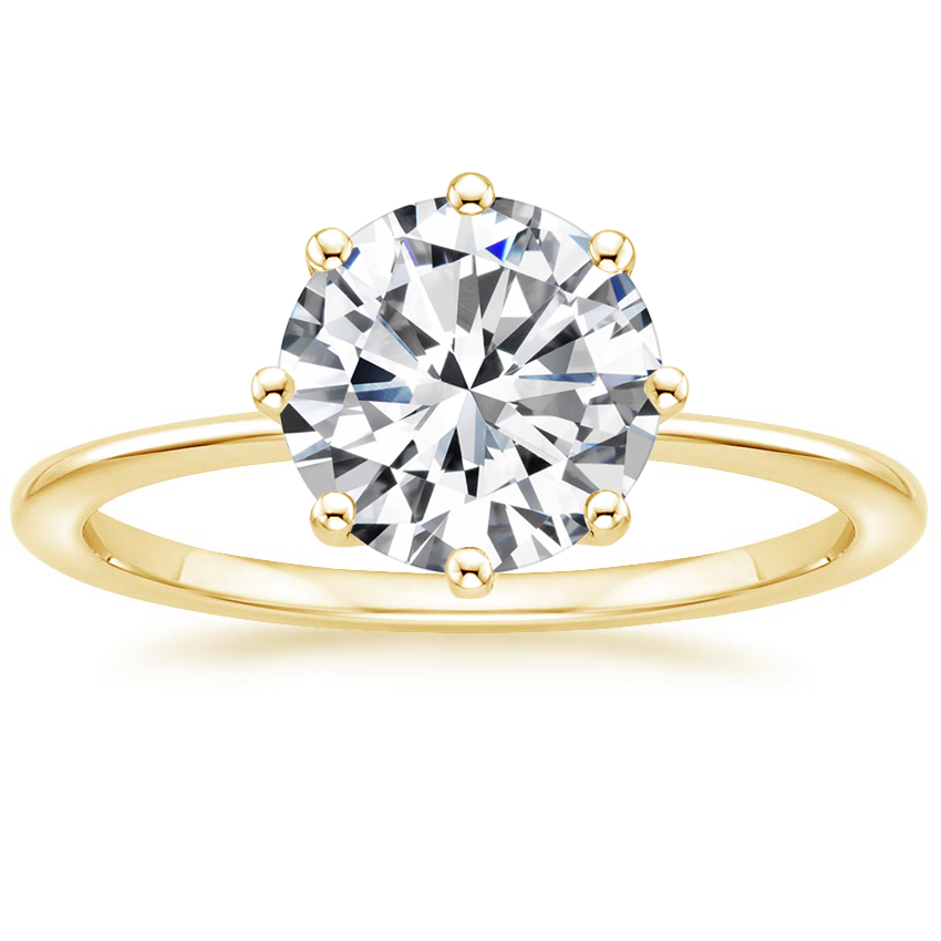 18K Yellow Gold Petite Elodie Eight-Prong Solitaire Ring, large top view