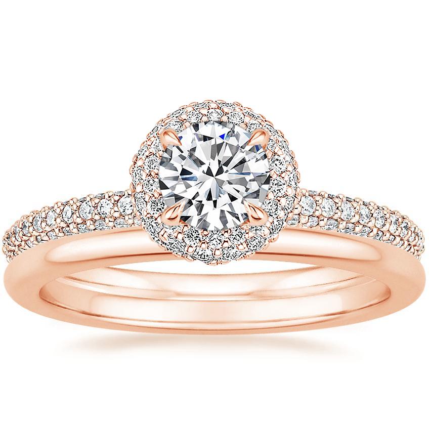 14K Rose Gold Valencia Halo Diamond Ring 1 2 ct. tw. with Petite