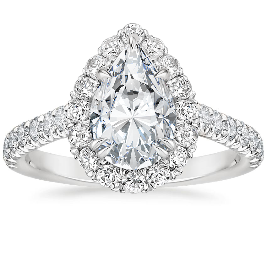 18K White Gold Sienna Halo Half Coverage Diamond Ring, large top view