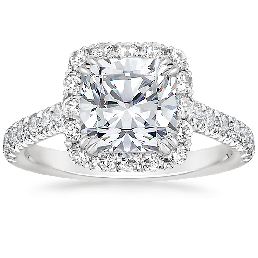 Platinum Sienna Halo Half Coverage Diamond Ring, large top view