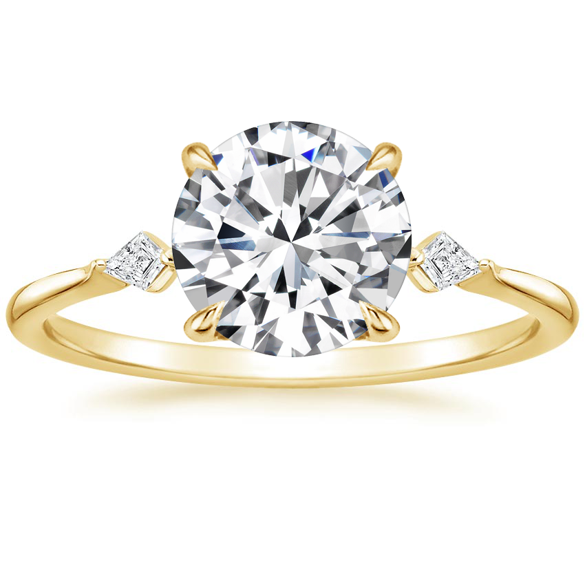 18K Yellow Gold Petite Cometa Three Stone Diamond Ring, large top view