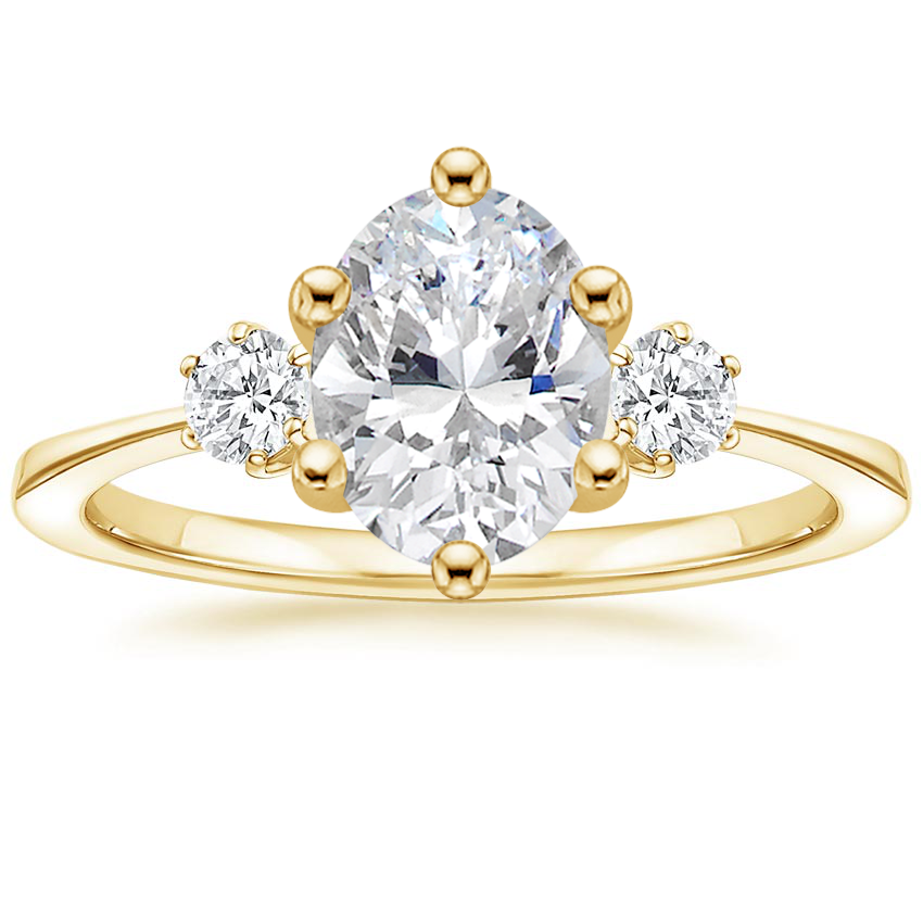 18K Yellow Gold Tallula Three Stone Diamond Ring, large top view