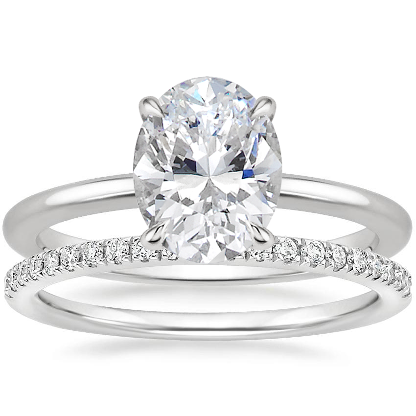 Secret Halo Diamond Ring with Ballad Diamond Ring (1/6 ct. tw.) in 18K White Gold