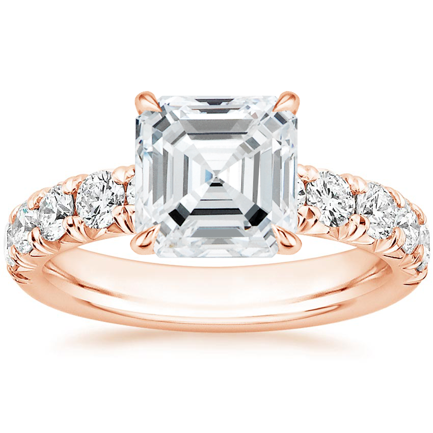 14K Rose Gold Ellora Half Coverage Diamond Ring, large top view