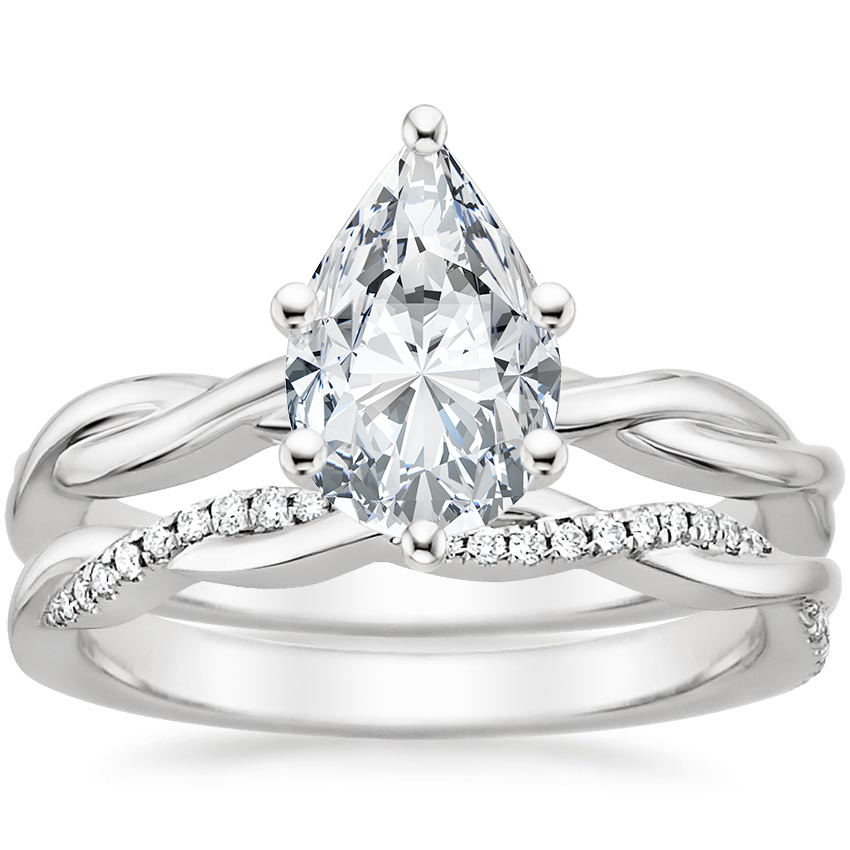18K White Gold Twisted Vine Ring with Petite Twisted Vine Diamond Ring 1 8 ct. tw. Brilliant Earth