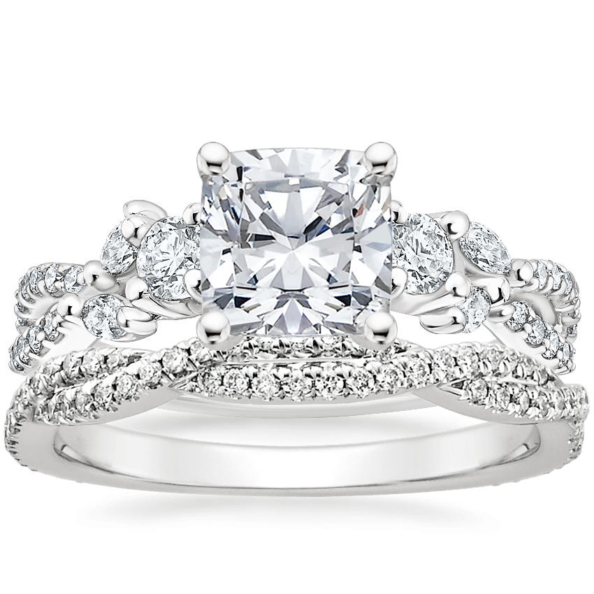 18K White Gold Three Stone Luxe Willow Diamond Ring 1 2 ct. tw