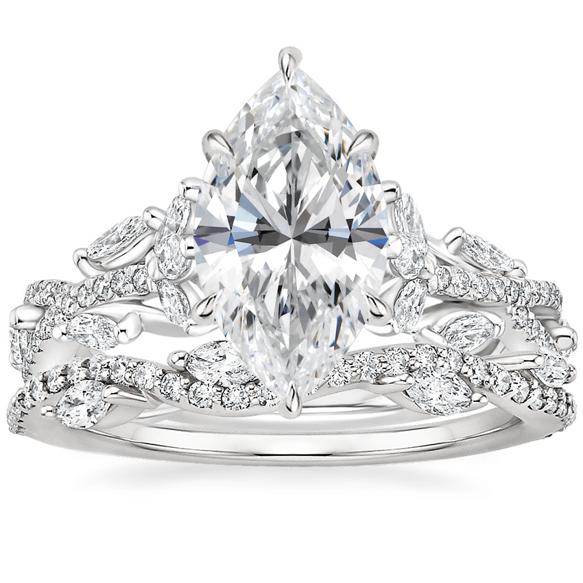Luxe Secret Garden Diamond Ring (3/4 ct. tw.) with Luxe Winding Willow Diamond Ring (1/4 ct. tw.) in 18K White Gold