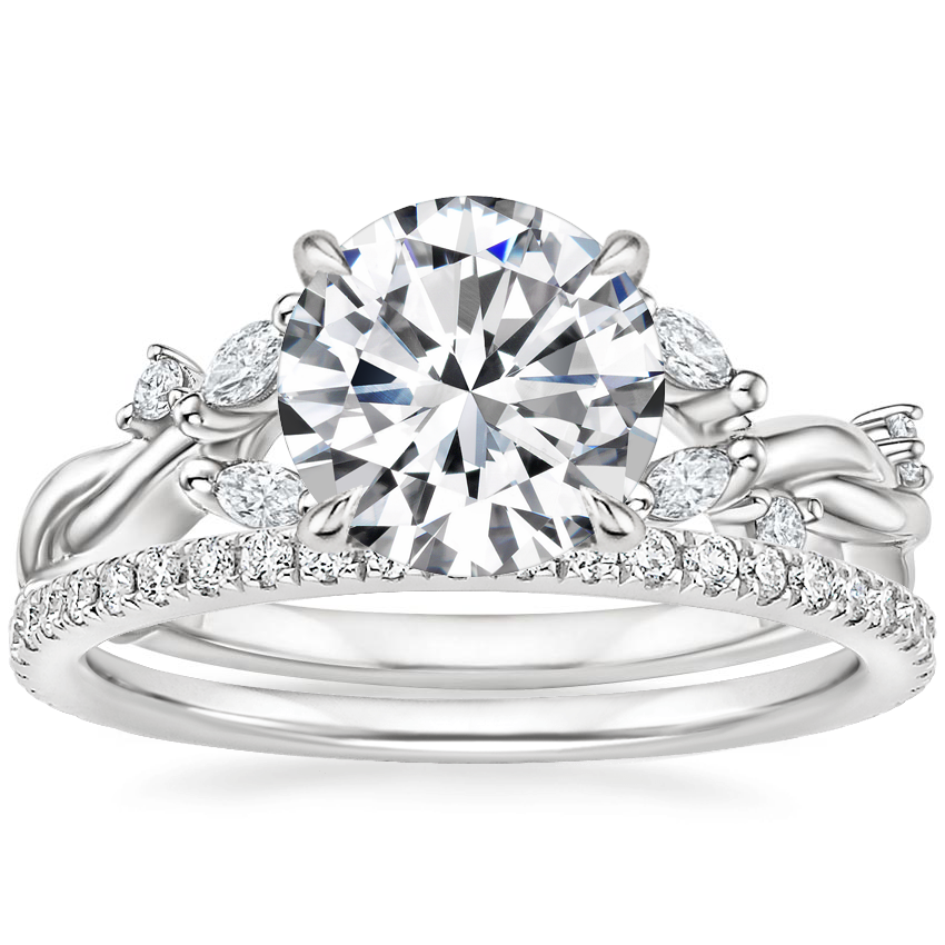 Azalea Twist Diamond Ring with Luxe Ballad Diamond Ring (1/4 in  18K White Gold