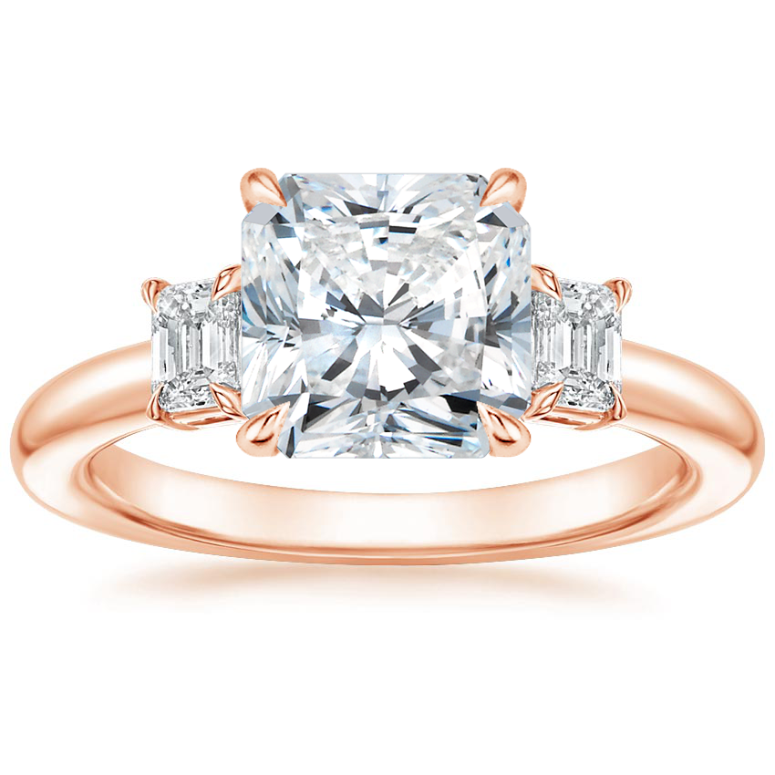 14K Rose Gold Petite Rhiannon Three Stone Diamond Ring (1/4 ct. tw.), large top view