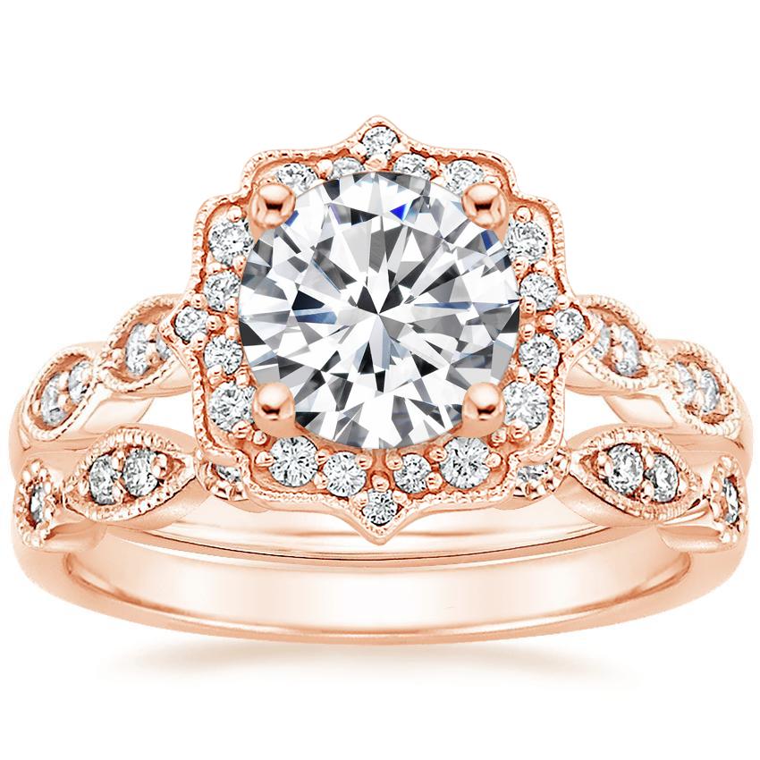 14K Rose Gold Cadenza Halo Diamond Ring with Tiara Diamond Ring 1 10 ct. tw