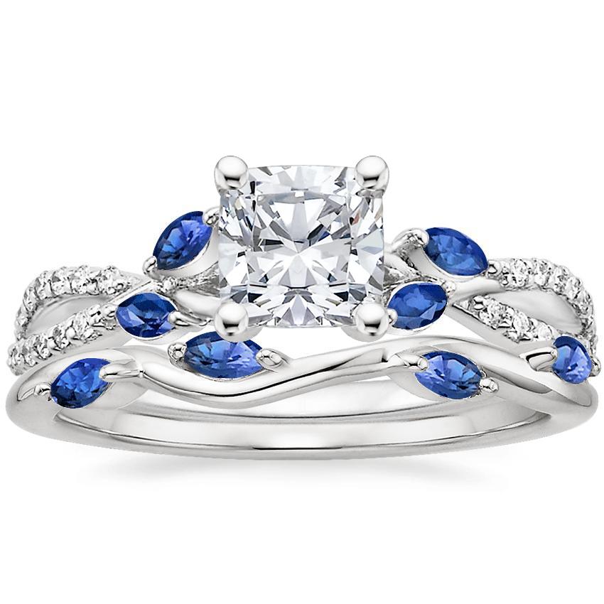 18K White Gold Luxe Willow Sapphire and Diamond Ring 1 8 ct. tw. with Winding Willow Sapphire Ring Brilliant Earth