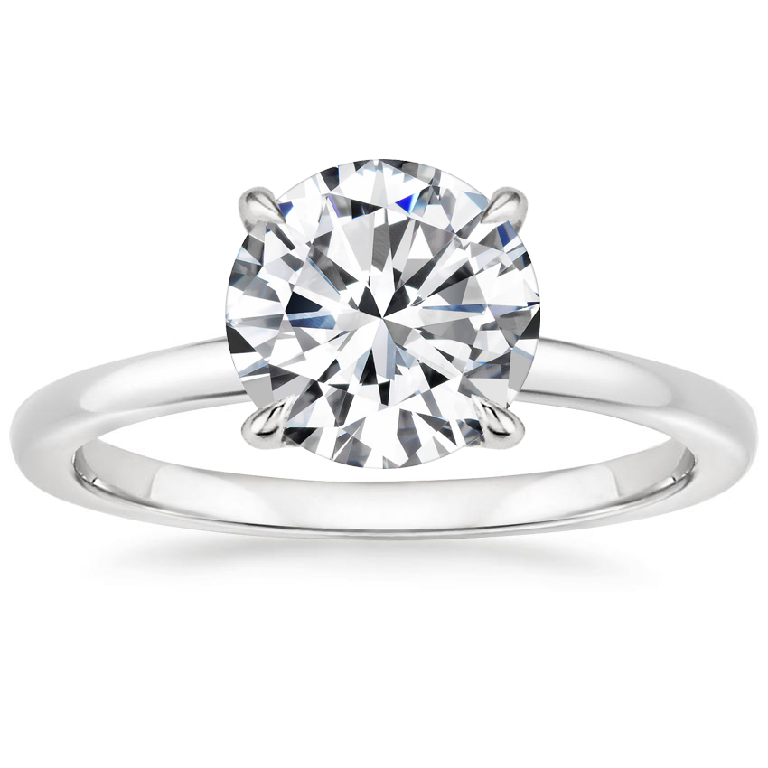 18K White Gold Floral Lattice Solitaire Ring, large top view