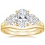 18K Yellow Gold Oval Five Stone Diamond Ring (1 ct. tw.) with Petite Curved Wedding Ring