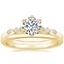 18K Yellow Gold Rochelle Diamond Ring with Petite Comfort Fit Wedding Ring