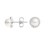18K White Gold Freshwater Cultured Pearl Halo Diamond Earrings (5mm), smalladditional view 1