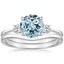 PT Aquamarine Selene Diamond Ring (1/10 ct. tw.) with Petite Curved Wedding Ring, smalltop view