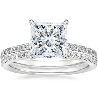 18K White Gold Petite Demi Diamond Ring with Ballad Diamond Ring