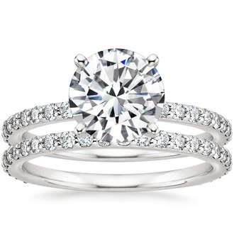 18K White Gold Luxe Petite Shared Prong Diamond Bridal Set (3/4 ct. tw.)