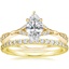 18K Yellow Gold Zinnia Diamond Ring (1/3 ct. tw.) with Luxe Petite Shared Prong Diamond Ring (3/8 ct. tw.)