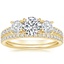 18K Yellow Gold Constance Three Stone Diamond Ring (3/4 ct. tw.) with Ballad Diamond Ring (1/6 ct. tw.)