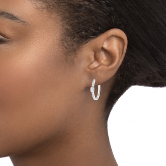 Round and Oval Lab Created Diamond Hoop Earrings