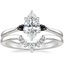 18K White Gold Aria Ring with Black Diamond Accents with Lunette Diamond Ring
