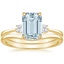 18KY Aquamarine Selene Diamond Ring (1/10 ct. tw.) with Petite Curved Wedding Ring, smalltop view