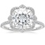 18KW Moissanite Reina Halo Diamond Ring, smalltop view