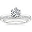18K White Gold Six Prong Hidden Halo Diamond Ring with Curved Diamond Ring (1/6 ct. tw.)
