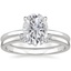 18KW Moissanite Elodie Ring with Crescent Diamond Ring, smalltop view