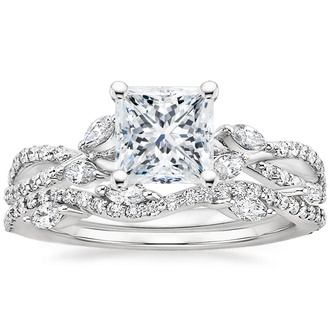 18K White Gold Luxe Willow Diamond Ring (1/4 ct. tw.) with Luxe Winding Willow Diamond Ring (1/4 ct. tw.)