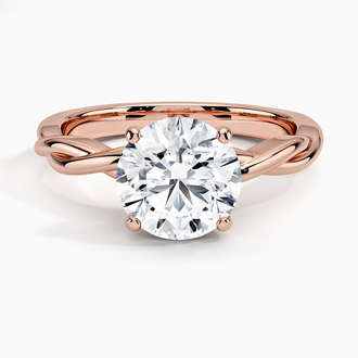 14K Rose Gold Twisted Vine Solitaire Ring