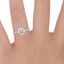 Platinum Eight Prong Petite Elodie Ring, smallzoomed in top view on a hand